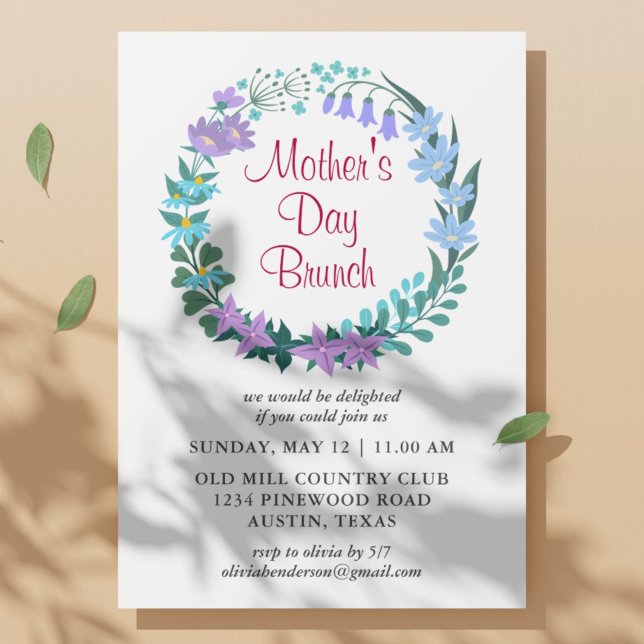 Convite Guirlanda de Flores para Brunch do Dia das Mães  (Criador carregado)
