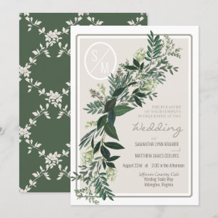 Convite Guirlanda de folhagens elegantes Samambaias e frut