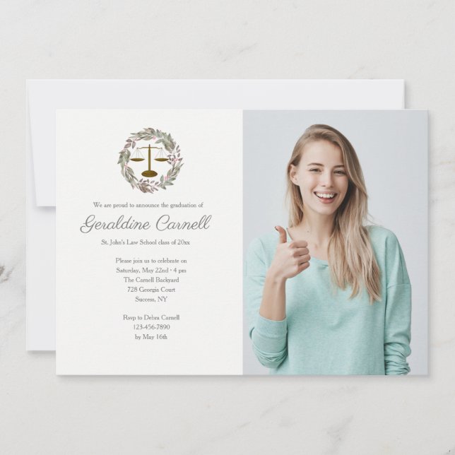 Convite Guirlanda de Fotos de Flor de Cerejeira Rosa (Frente)