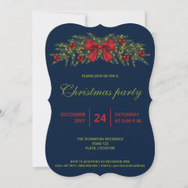 Convite Guirlanda de Natal Com Um Laço Vermelho - Festa de