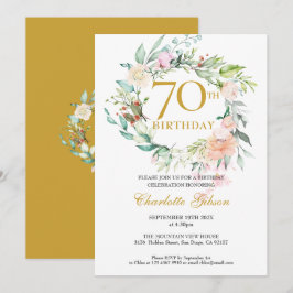 Convite Guirlanda de Rosas de Verão Monograma 70º Aniversá