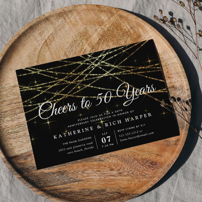 Convite Guirlanda Dourada | Festa de Aniversário de Qualqu (Criador carregado)