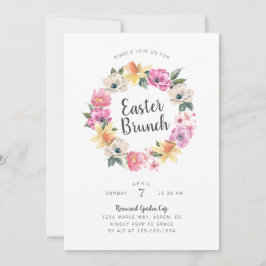 Convite Guirlanda Floral de Primavera em Aquarela Brunch d