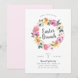 Convite Guirlanda Floral de Primavera em Aquarela Brunch d