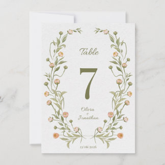 Convite Guirlanda Floral Número da Mesa de Casamento – Bot