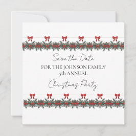 Convite Guirlanda Verde de Natal Fileiras Vermelhas Acento