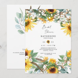 Convite Guirnalda de luzes de girassol exuberante rústico