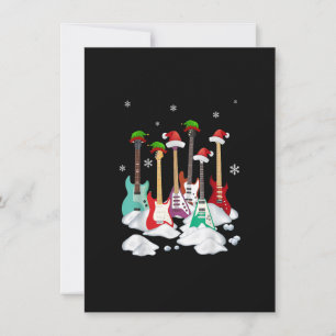 Convite Guitar Santa Hat Árvore de Natal Ama Música Engraç