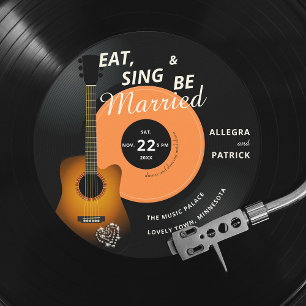 Convite Guitar Vinyl Record Música Pensava Casamento Music