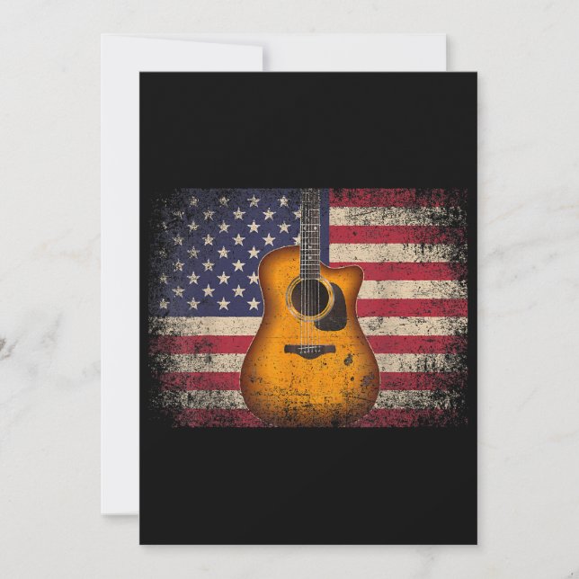 Convite Guitarra 4 de julho Gift American Flag USA - Count (Frente)