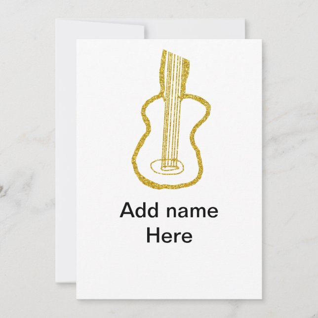 Convite Guitarra acústica com brilho dourado adicionar nom (Frente)