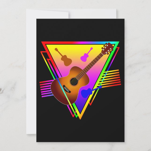 Convite Guitarra Colorida Retro (Frente)