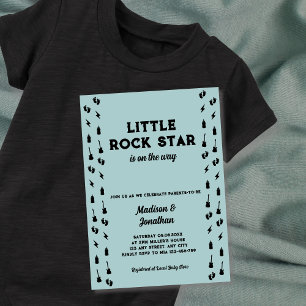 Convite Guitarra de Rock N Roll, Menino, Chuvinha de Bebê,