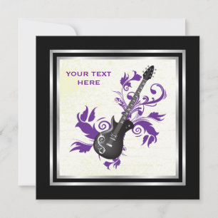 Convite Guitarra elétrica sobre púrpura deixa produtos p