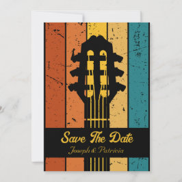 Convite Guitarra retrô Guitarra vintage salve a data