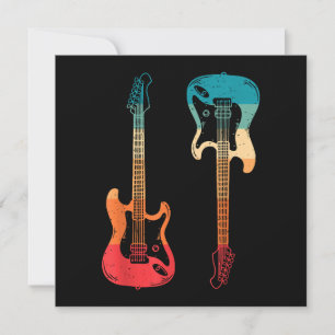 Convite Guitarra Retro Guitarrista Baixo Elétrico Guitarra