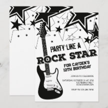 Guitarra Rockstar preto e branco de aniversário
