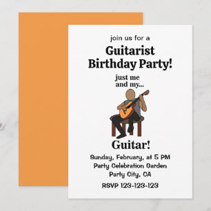 Convite Guitarrista Tocando Guitarra Festa de Aniversário