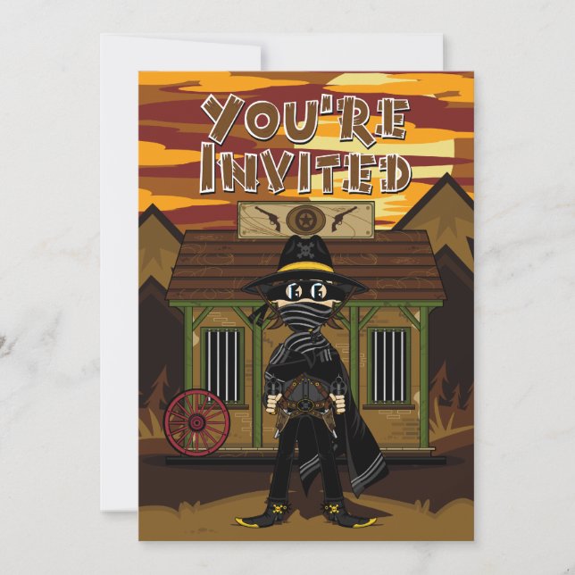Convite Gunslinger mascarado do Convidado do Partido da Pr (Frente)
