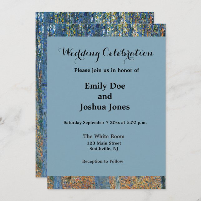 Convite Gustav Klimt Beech Tree Grove (Frente/Verso)