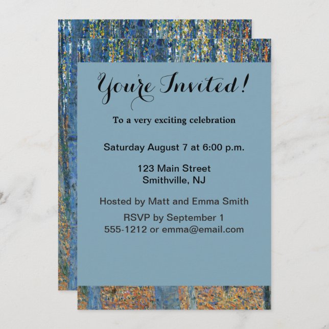 Convite Gustav Klimt Beech Tree Grove (Frente/Verso)