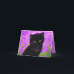 Convite Gustav Klimt Cat<br><div class="desc">Cartão com um gato Gustav Klimt! Este gatinho fluffy fica num campo verde de flores roxas. Um presente perfeito para amantes de gatos e entusiastas de arte austríacos!</div>