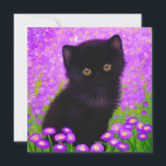 Convite Gustav Klimt Cat<br><div class="desc">Cartão com um gato Gustav Klimt! Este gatinho fluffy fica num campo verde de flores roxas. Um presente perfeito para amantes de gatos e entusiastas de arte austríacos!</div>