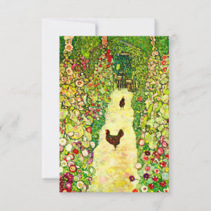 Convite Gustav Klimt Garden com Galinhas