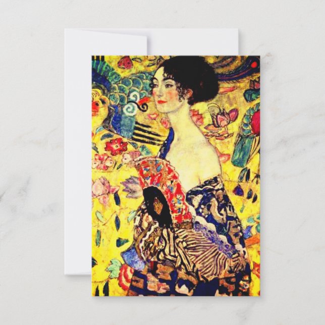 Convite Gustav Klimt Lady com ventilador (Frente)
