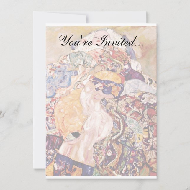 Convite Gustav Klimt - O Berço - Recém-Nascido (Frente)