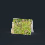 Convite Gustav Klimt Orchard com Rosas<br><div class="desc">Cartão com Orquard de pintura a óleo de Gustav Klimt com Rosas (1911). Também conhecido como Obstgarten mit Rosen, um pomar vibrante e verde é belamente retratado. As rosas cor-de-rosa e outras flores roxas e vermelhas alinham o caminho do pomar. Um presente maravilhoso para fãs de Arte Nouveau e de...</div>
