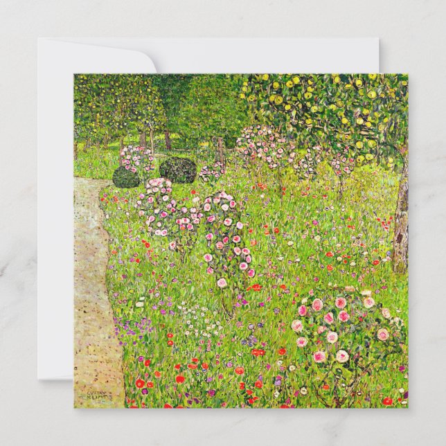 Convite Gustav Klimt Orchard com Rosas (Frente)