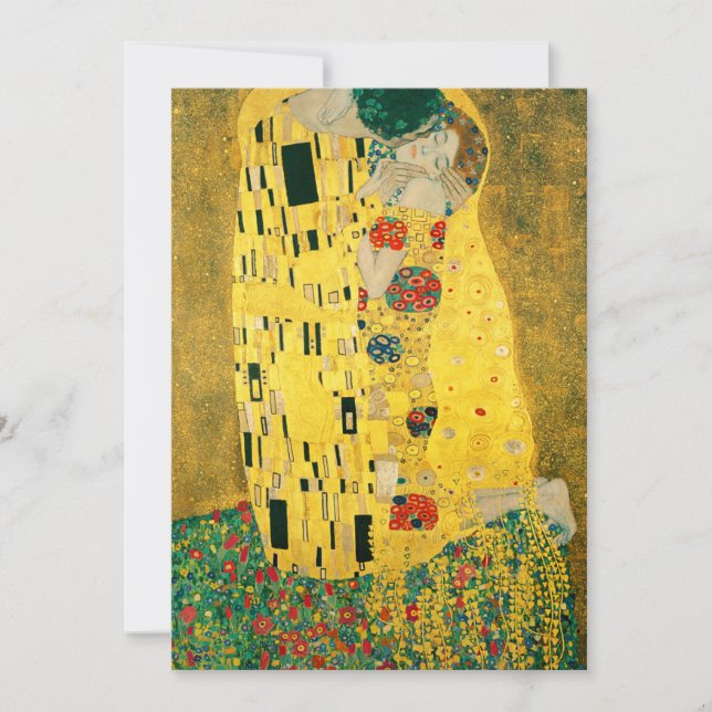 Convite Gustav Klimt Ouro Art The Biss for Lovers (Frente)