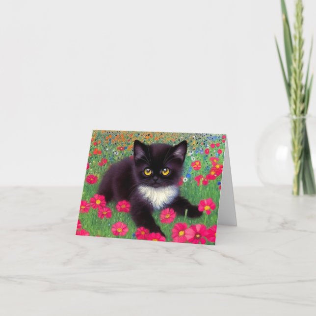Convite Gustav Klimt Tuxedo Cat (Frente)