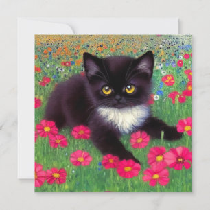 Convite Gustav Klimt Tuxedo Cat