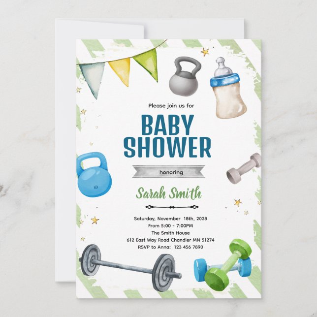 Convite Gym Baby shower party Invitation (Frente)