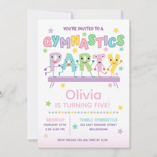 Convite Gymnastics Birthday Party for Girl