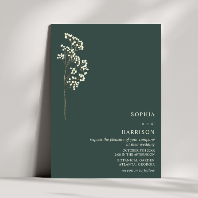 Convite Gypsophila Russo Emerald Casamento outono 2 (Criador carregado)