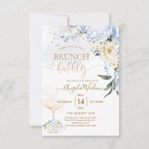 Convite H2 Flores De Gelado Azul Rosa Bridal Brunch