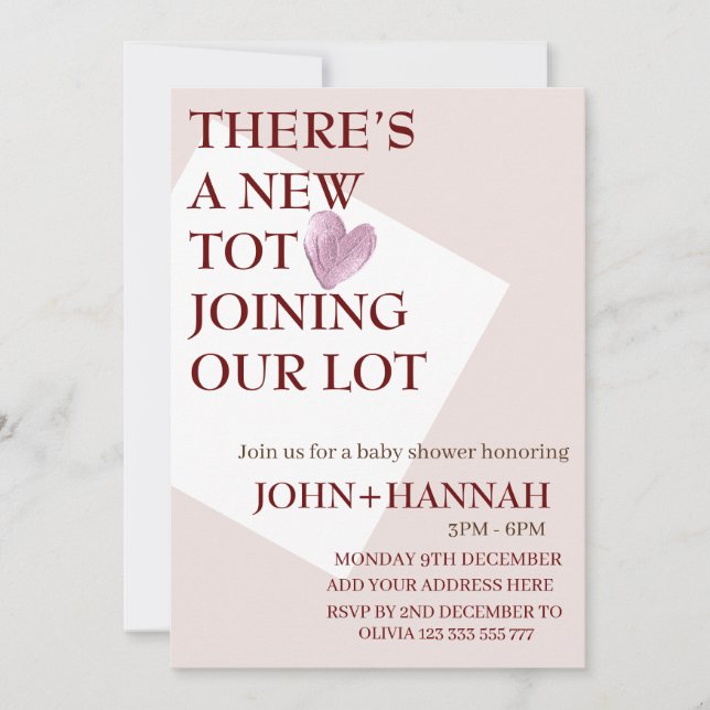 Convite Há um novo Tot juntando-se ao nosso Chá de fraldas (Frente)