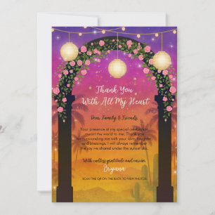 Convite Hacienda Sunset Arco Floral Agradecimento