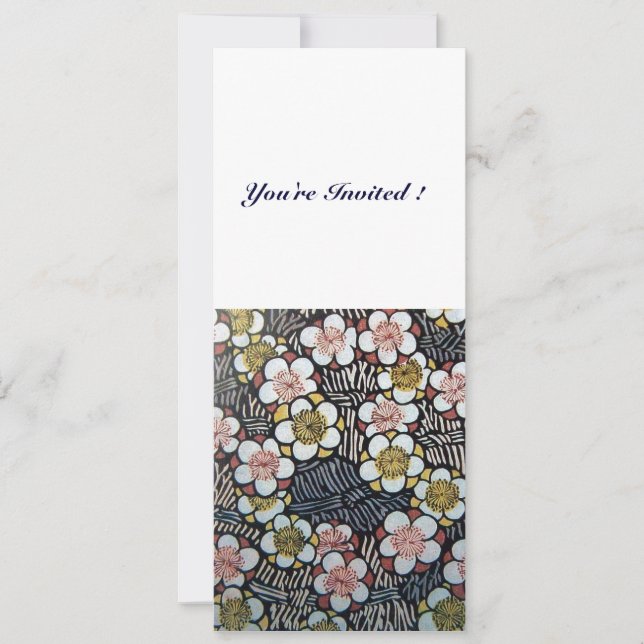 CONVITE HAIKU/ PRETO BRANCO AMARELO ROSA FLORES DE PRIMAVE (Frente)