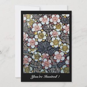 CONVITE HAIKU/ PRETO BRANCO AMARELO ROSA FLORES DE PRIMAVE