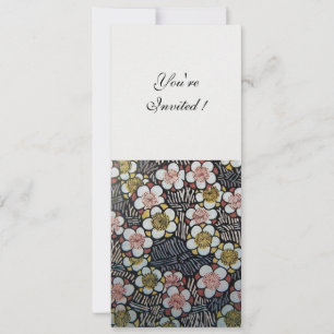 CONVITE HAIKU/ PRETO BRANCO AMARELO ROSA FLORES DE PRIMAVE