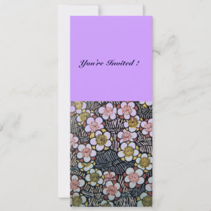 CONVITE HAIKU/ PRETO BRANCO AMARELO ROXO FLORES DE PRIMAVE