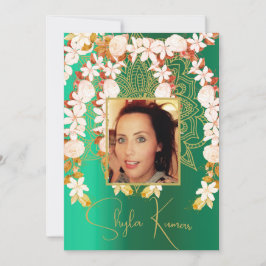 Convite Half Saree Ceremony Hindu Floral Garland Green