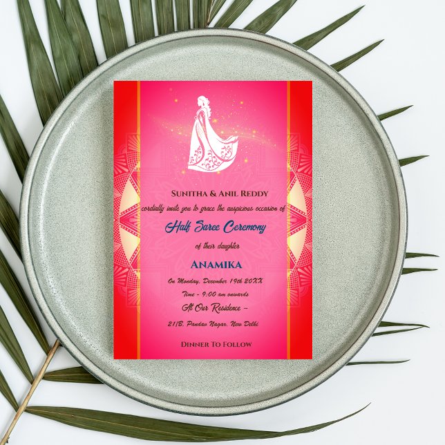 Convite Half Saree Ritu Kala Samskara (Criador carregado)