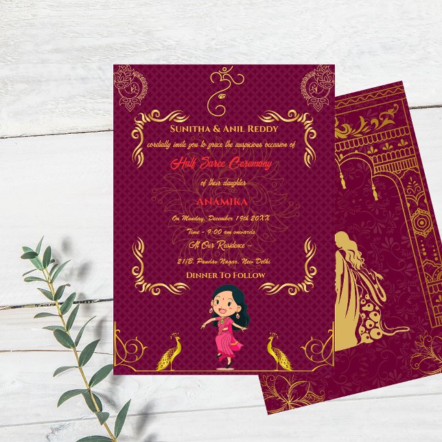 Convite Half Saree Ritu Kala Samskara (Criador carregado)