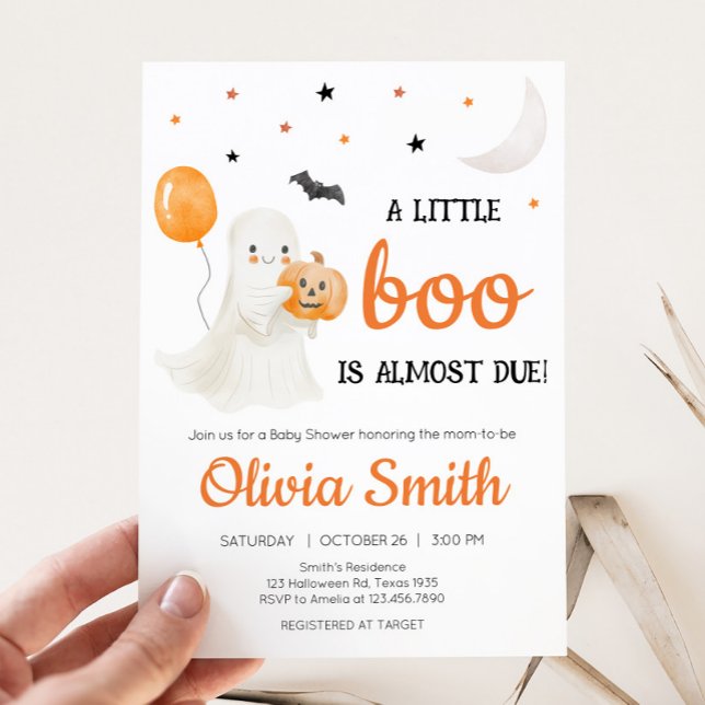 Convite Halloween A Little Boo é quase Chá de fraldas devi (A Little Boo Baby Shower Invitation )