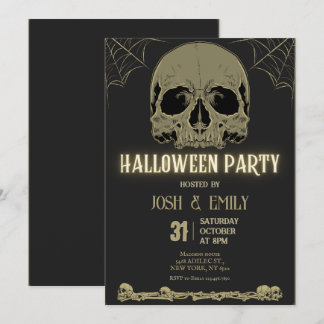 Convite Halloween Adult Party Scull